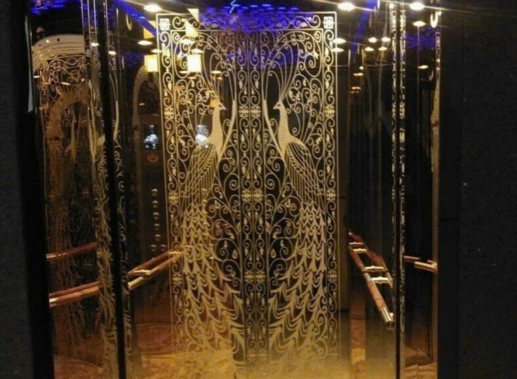 TẤM INOX HOA VĂN CON CÔNG VÀNG